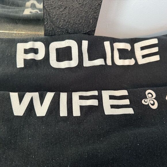 Police Wife Sweatpants! Perfect accessory for any first wife, black joggers. Lg - Picture 1 of 9